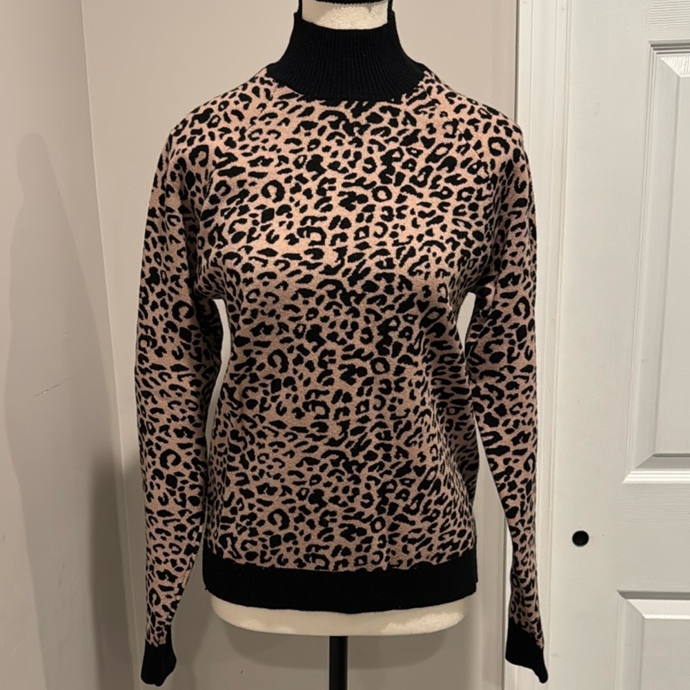 NWOT- ASOS Leopard Print High Neck Sweater with a Black Trim- Size US6